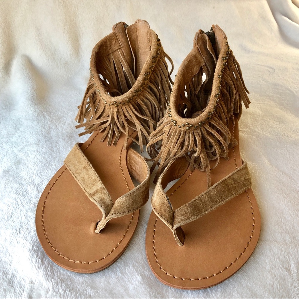 Zigi soho fringe boho sandals ankle strap 6 M